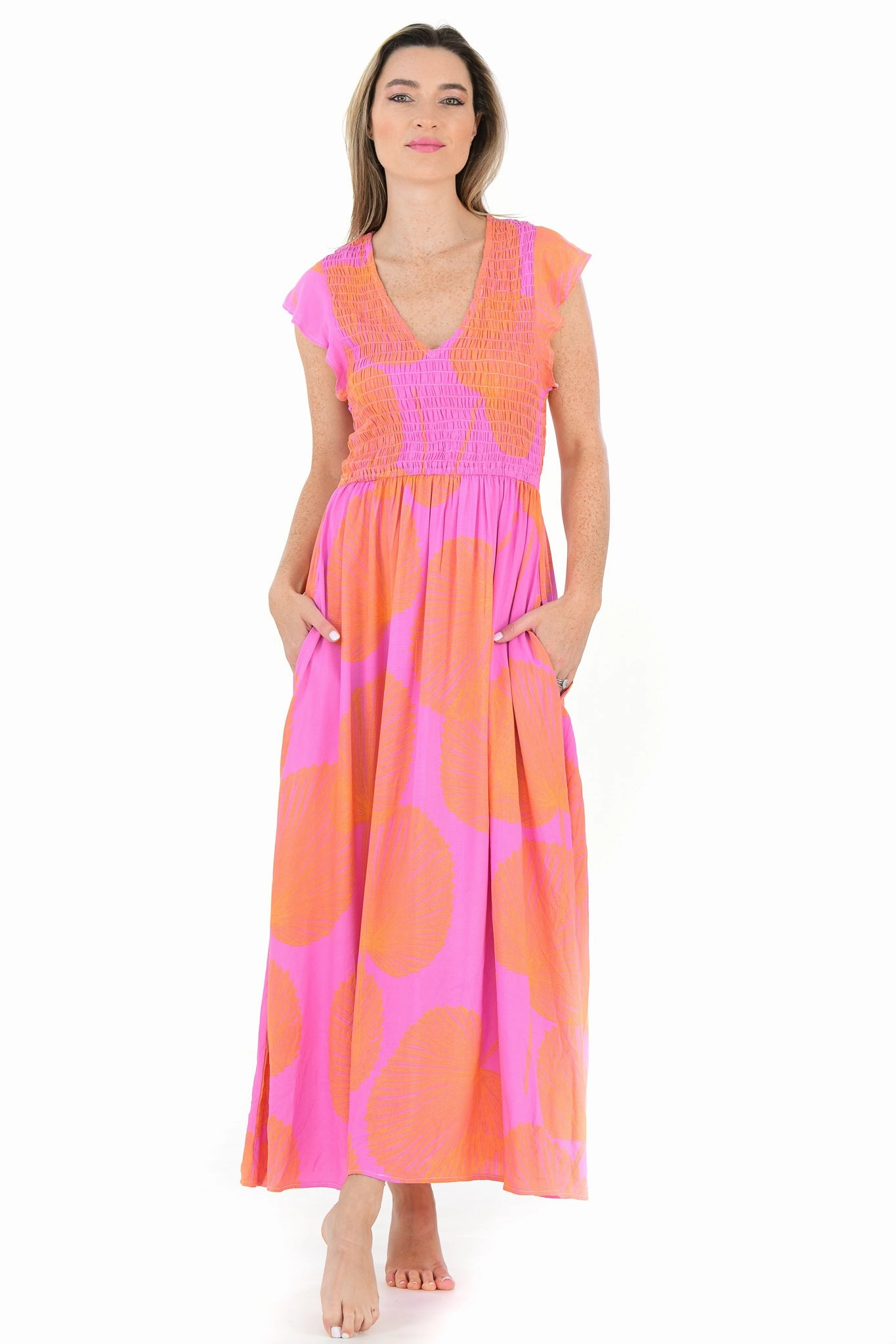 Malibu Dress / Magenta Fan Coral City Bright