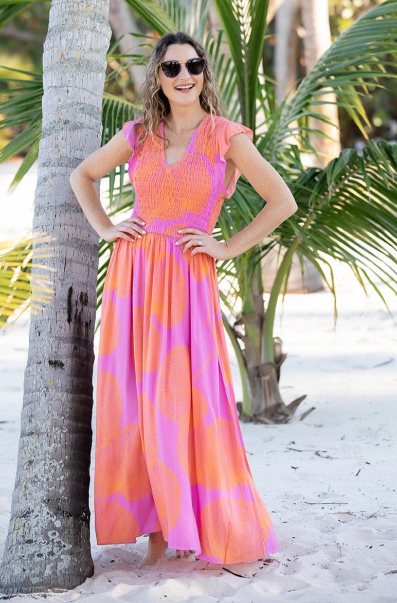 Malibu Dress / Magenta Fan Coral Simple Form