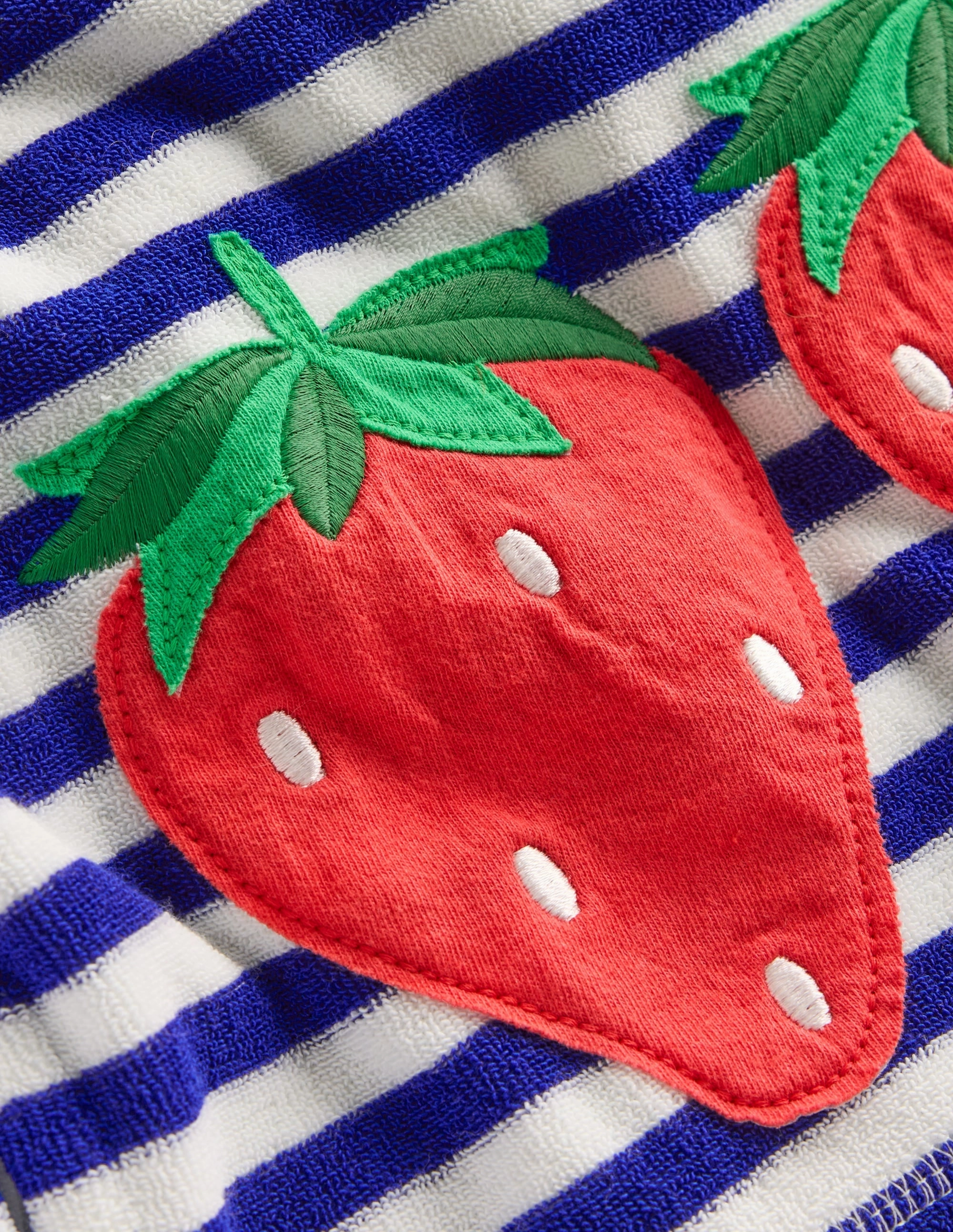 Muted-Tone Mara Towelling Throw-On-Bright Blue Fruit Stripe