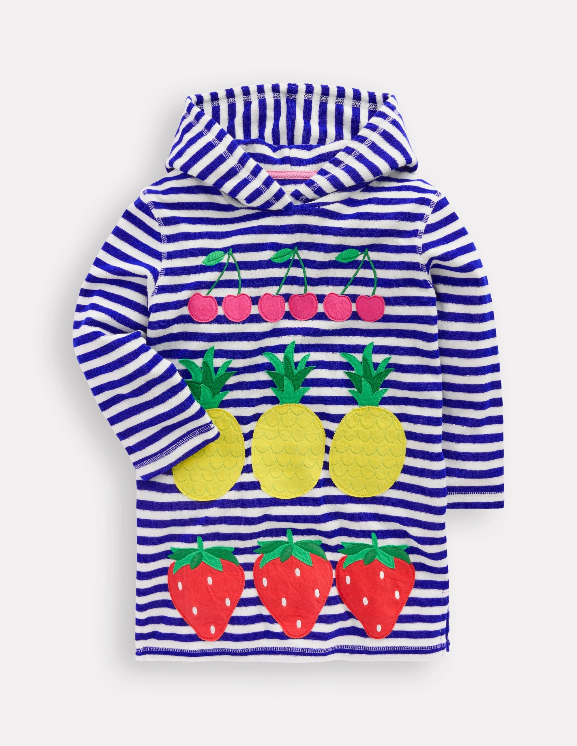 Beach Vacation Mara Towelling Throw-On-Bright Blue Fruit Stripe