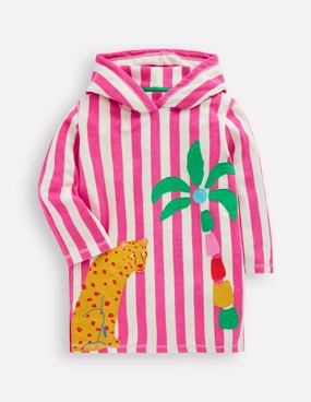 Mara Towelling Throw-On-Sorbet Pink Palm Tree Stripe Neutral Tone Trims Gradient-Hues