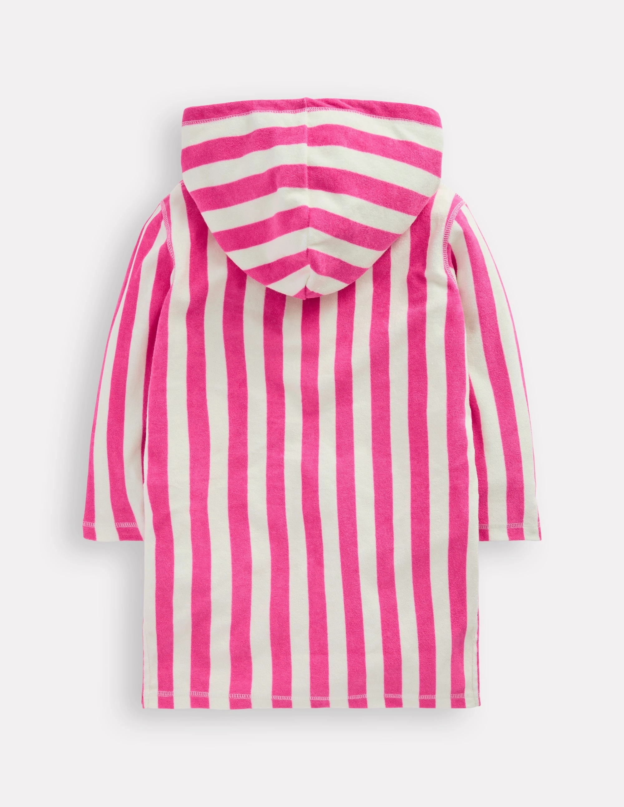 Elastic Free Edges Minimal Seam Profile Mara Towelling Throw-On-Sorbet Pink Palm Tree Stripe