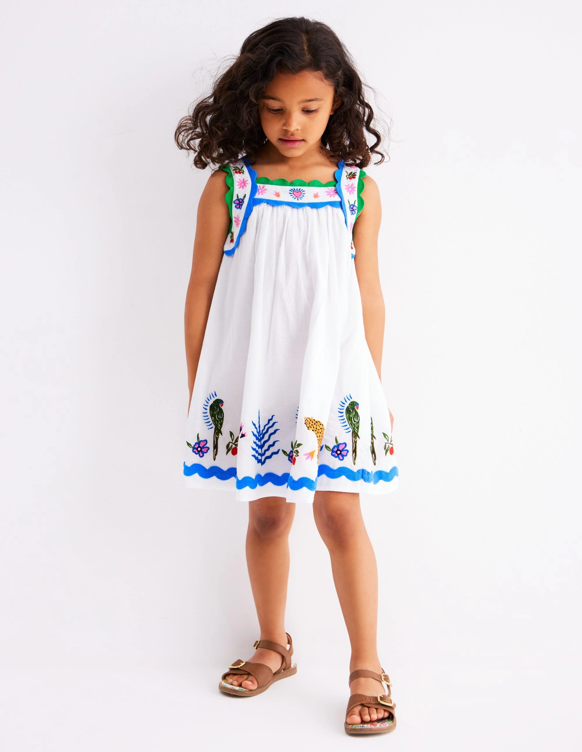 Easy Mood Maribel Strappy Swing Sundress-Soft Ivory Multi Jungle