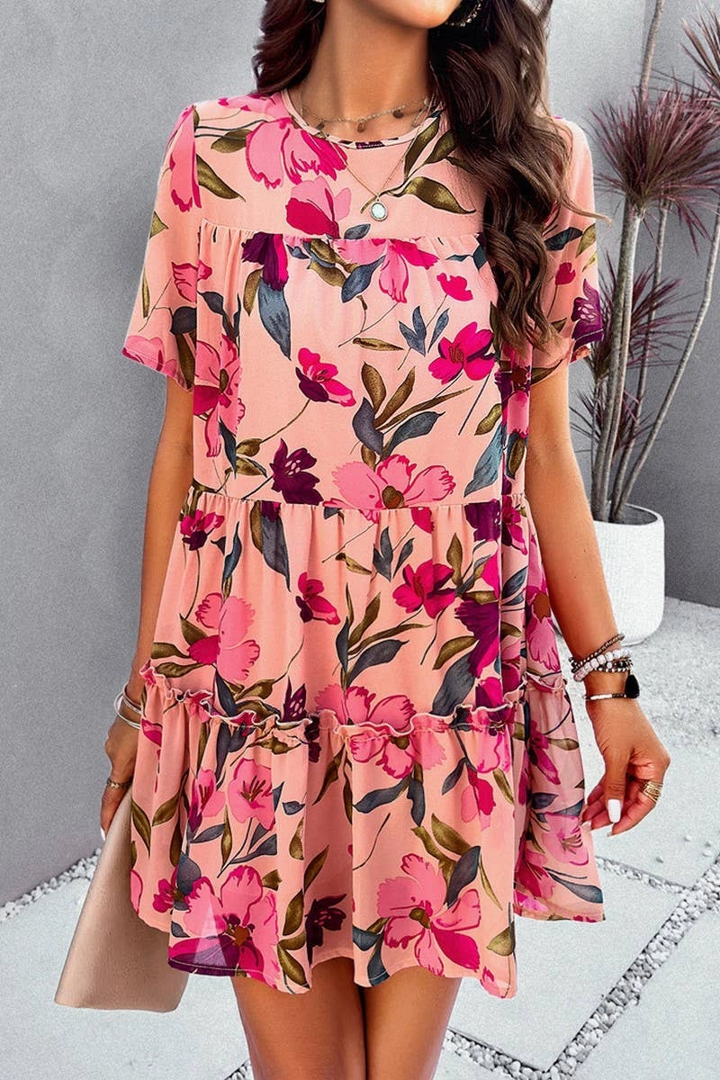 Clean Outfit CASUAL HOLIDAY PRINT SHORT SLEEVE DRESS_CWDSD2405
