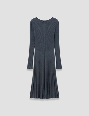 Merino Rib Knit Dress Crisp Silhouette Autumn Look