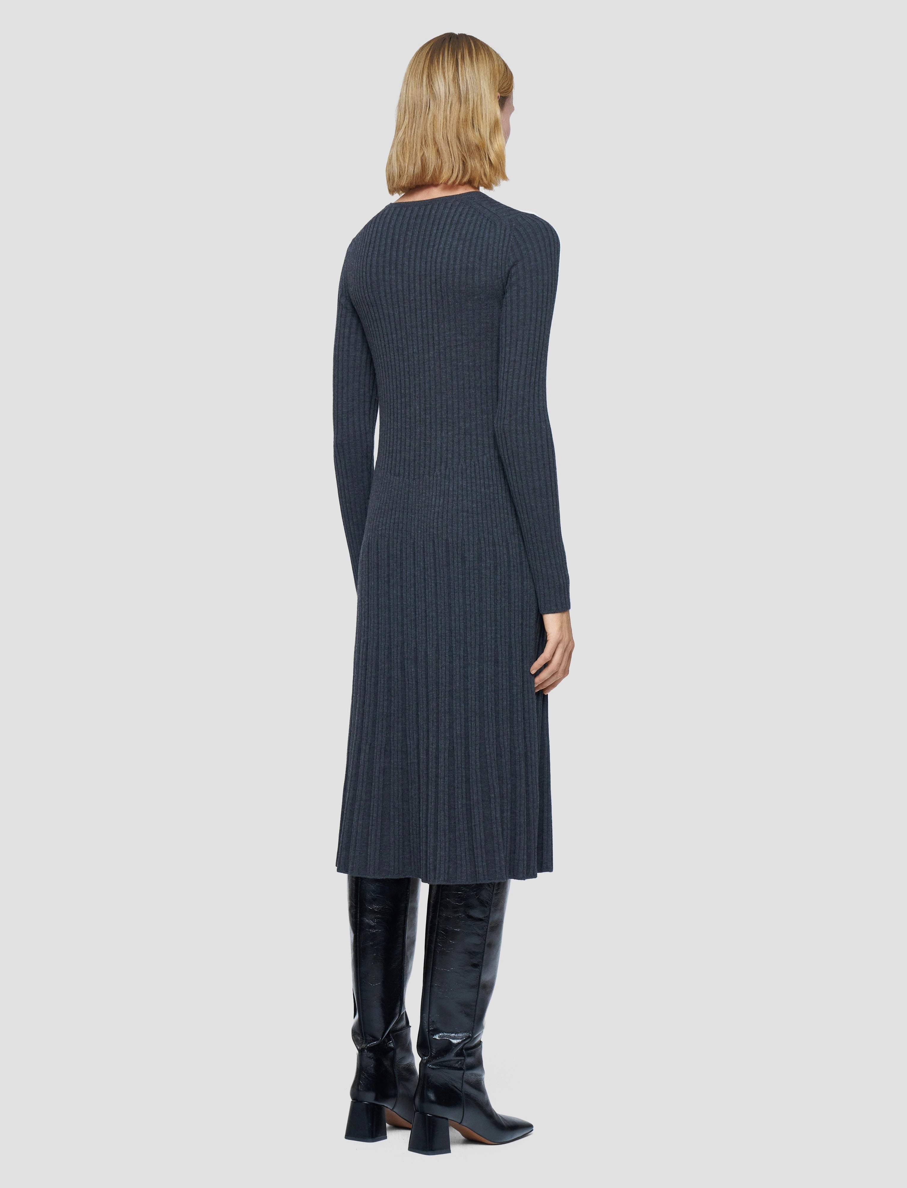 Weekend Style Smooth Detail Merino Rib Knit Dress