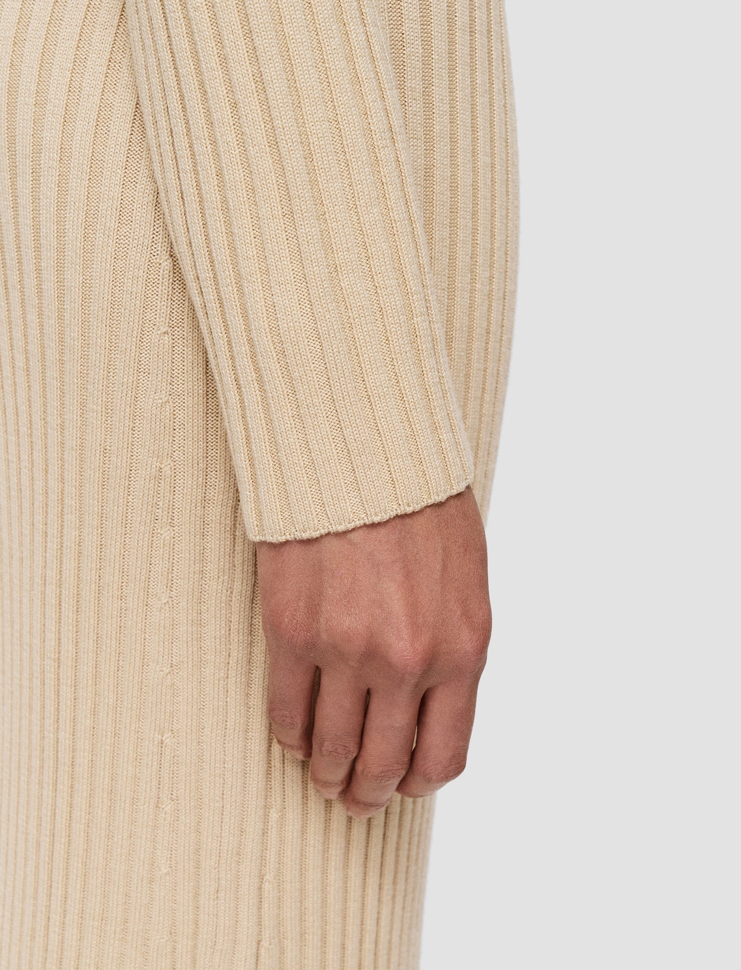 Merino Silk Rib Dress ruffle trim All-Day Wear