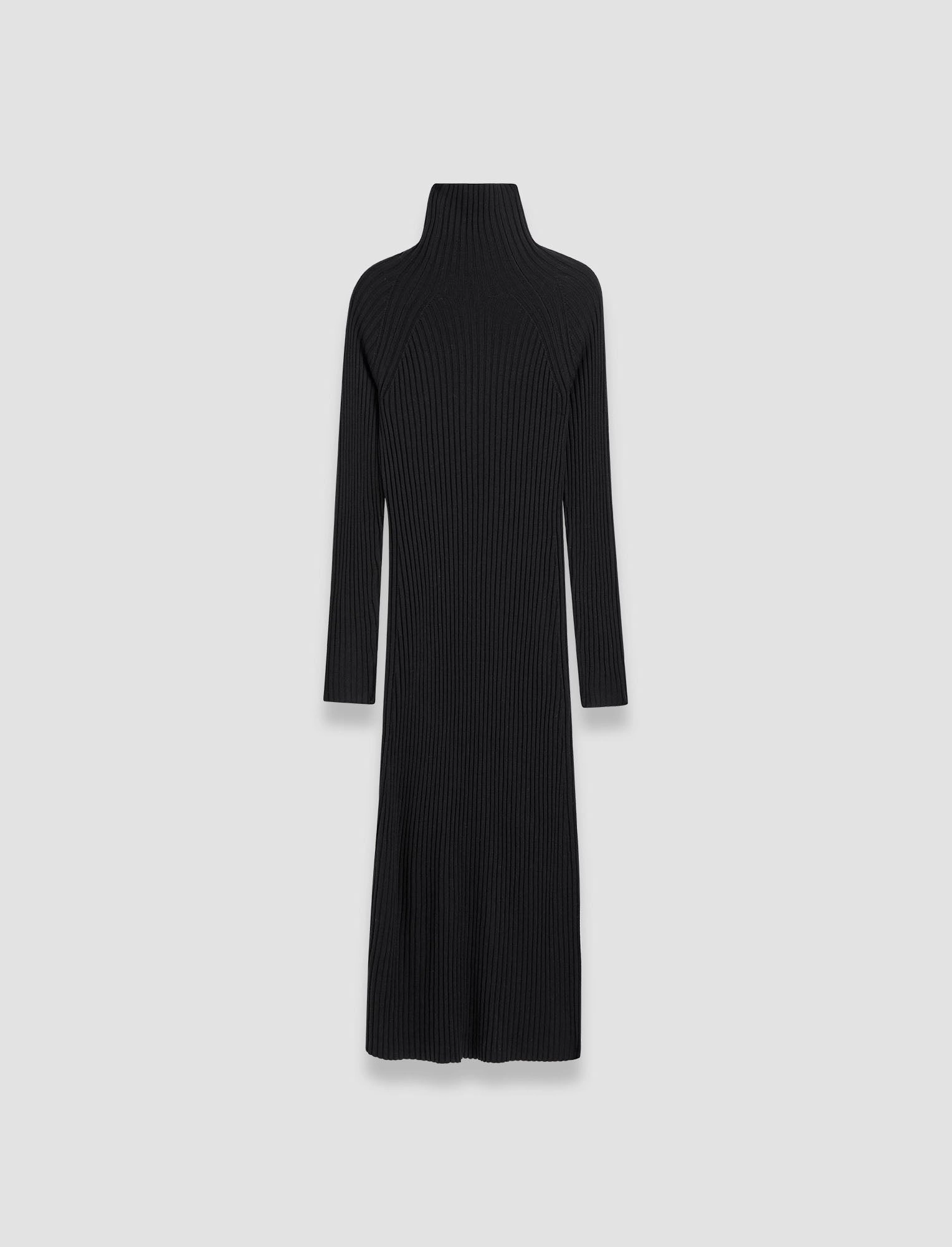 Merino Silk Rib Dress Feminine midi gown Non-Pilling