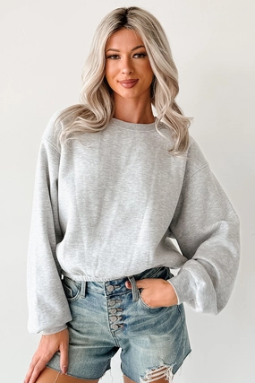 Anti Pilling Treatment Right At Home Elastic Hem Sweatshirt (Heather Gray)