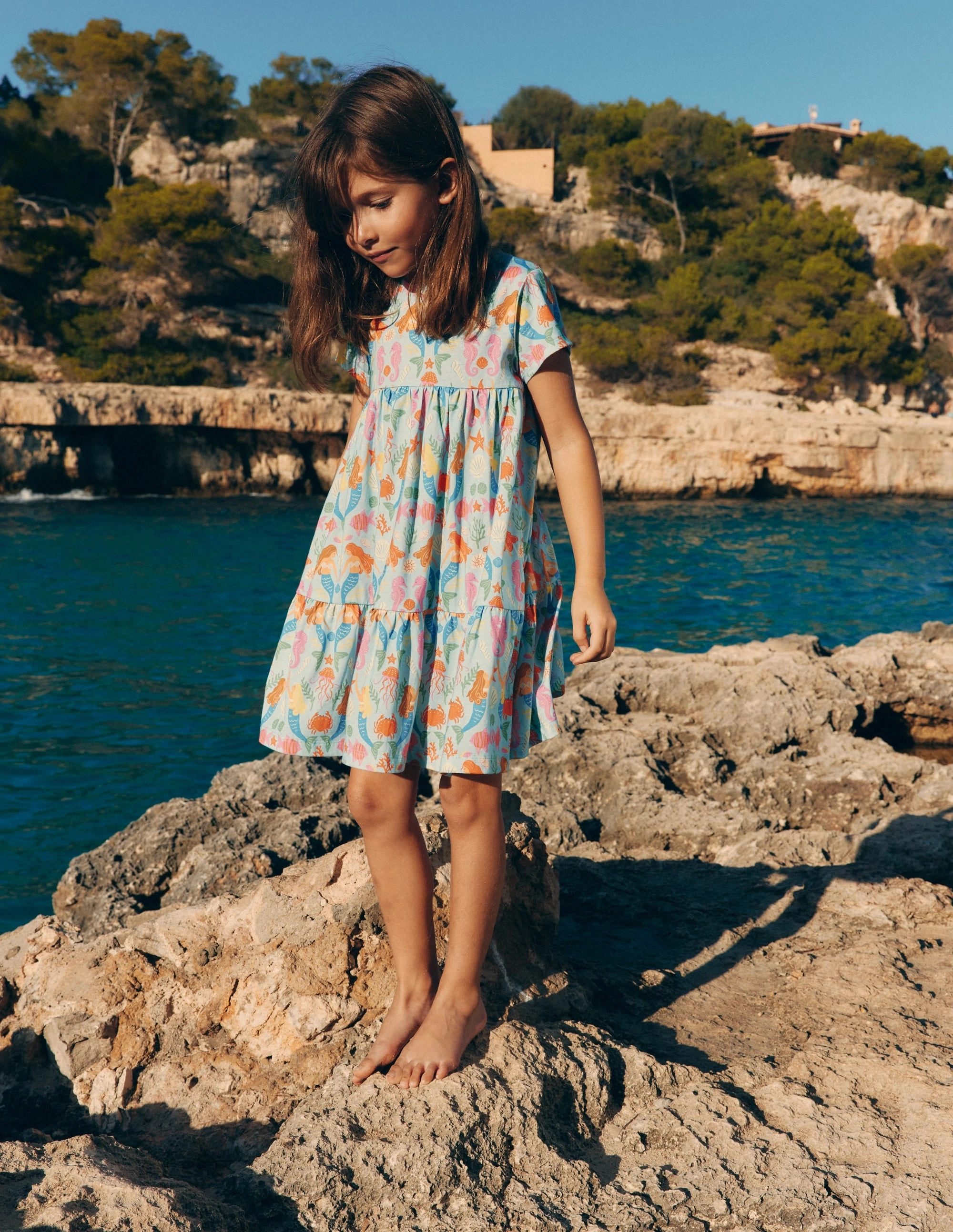 Subtle Lines Subtle Motion Ariel Twirly Jersey Dress-Pale Blue Mermaids