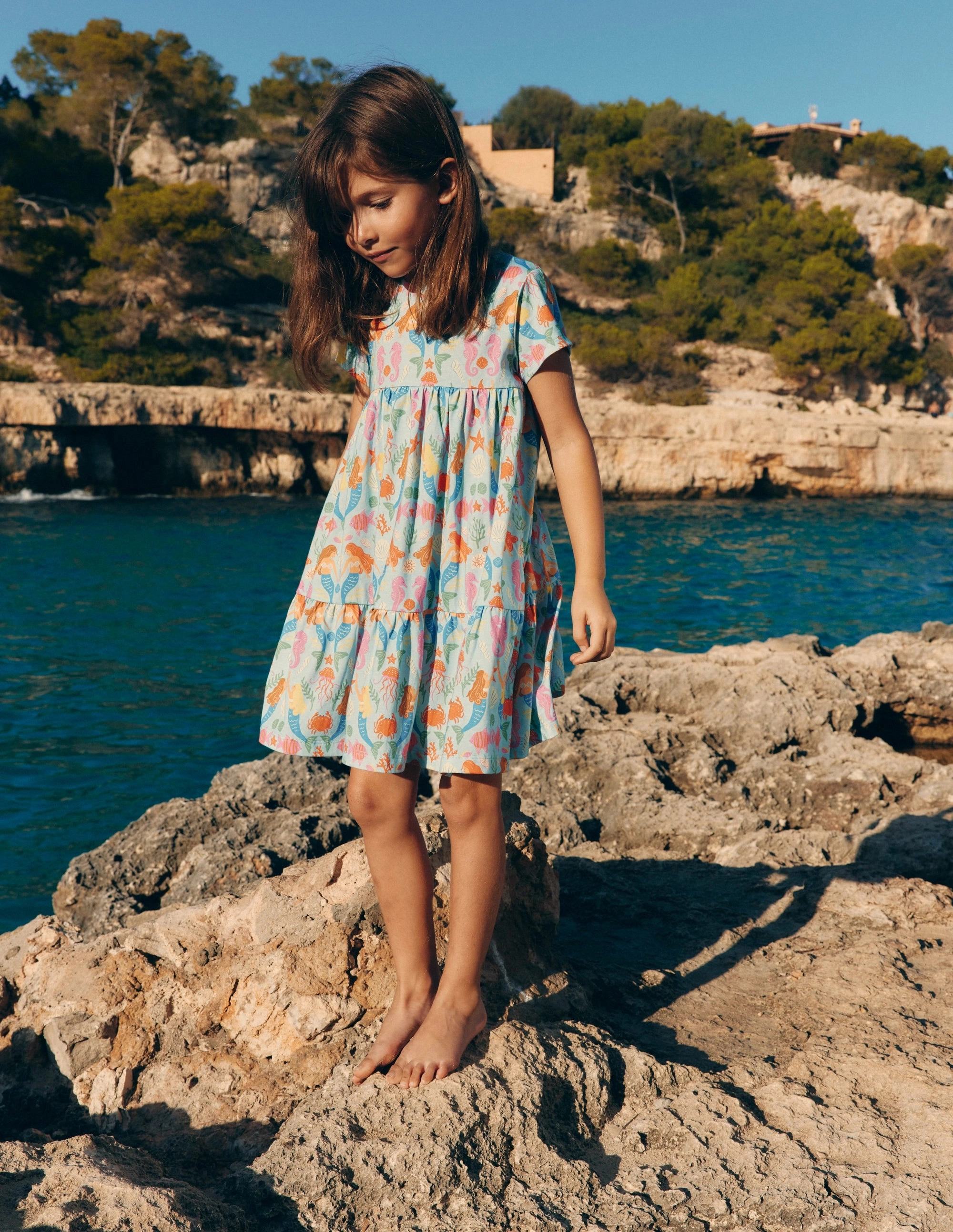 Recycled-Material All-Occasion Wear Ariel Twirly Jersey Dress-Pale Blue Mermaids