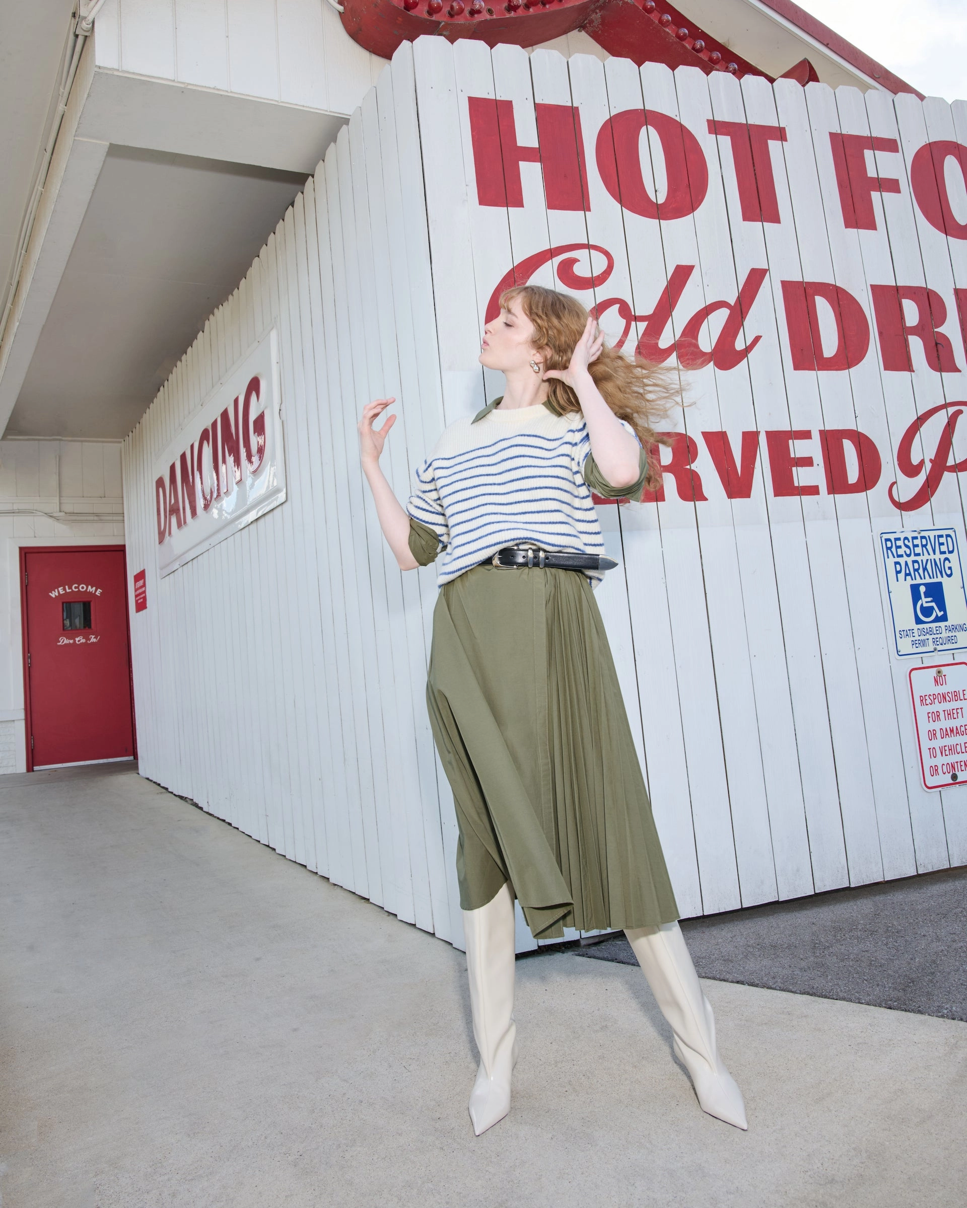 Wrinkle-Free-Finish Long Sleeve Midi Shivon Dress