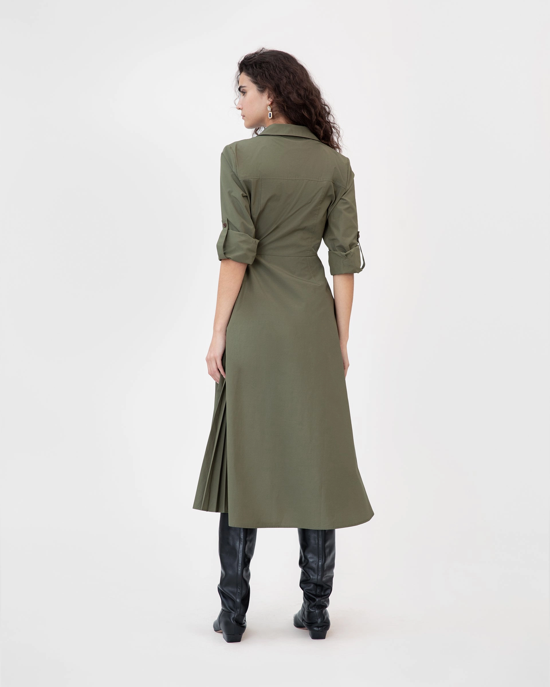 Refined Style Comfortable texture Long Sleeve Midi Shivon Dress