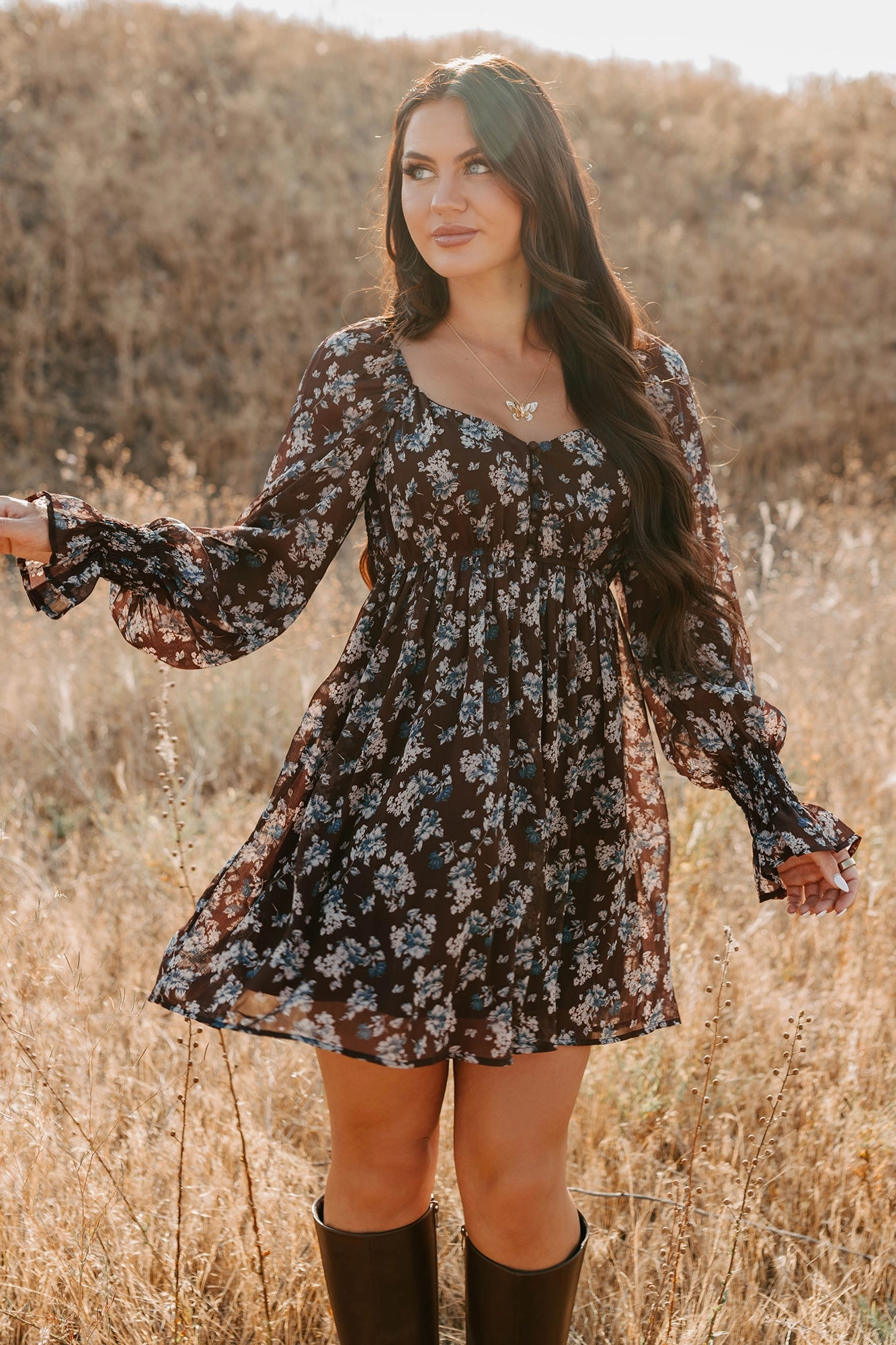 Midnight Blooms Floral Mini Dress (Baked Plum) Lazy Pick