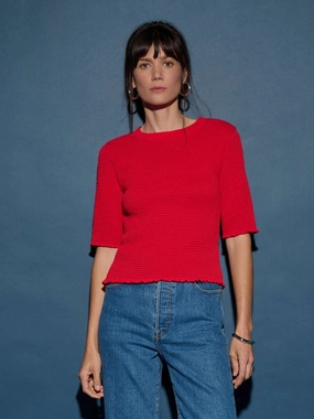 Silicone Print Detail Bound Seam Finish BEVERLY SMOCKED TOP