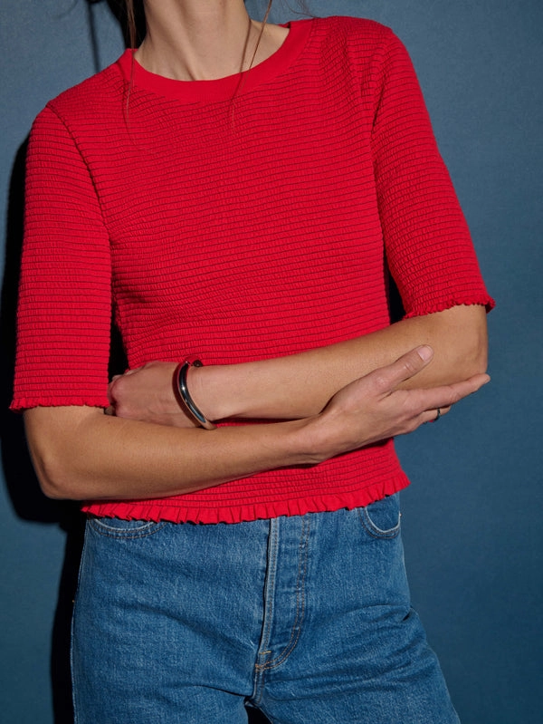 BEVERLY SMOCKED TOP StretchableKnit