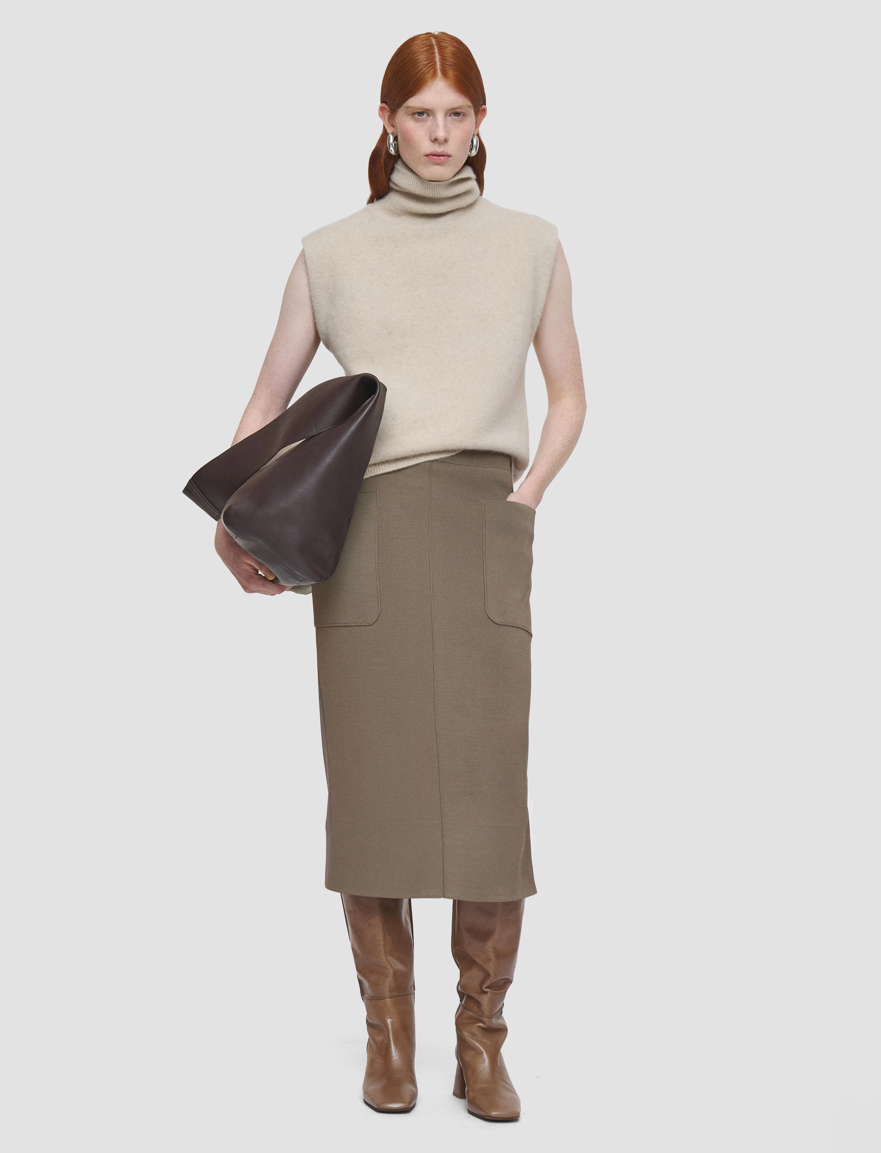 Milano Knit Stretch Skirt Crisp Finish Functional Look