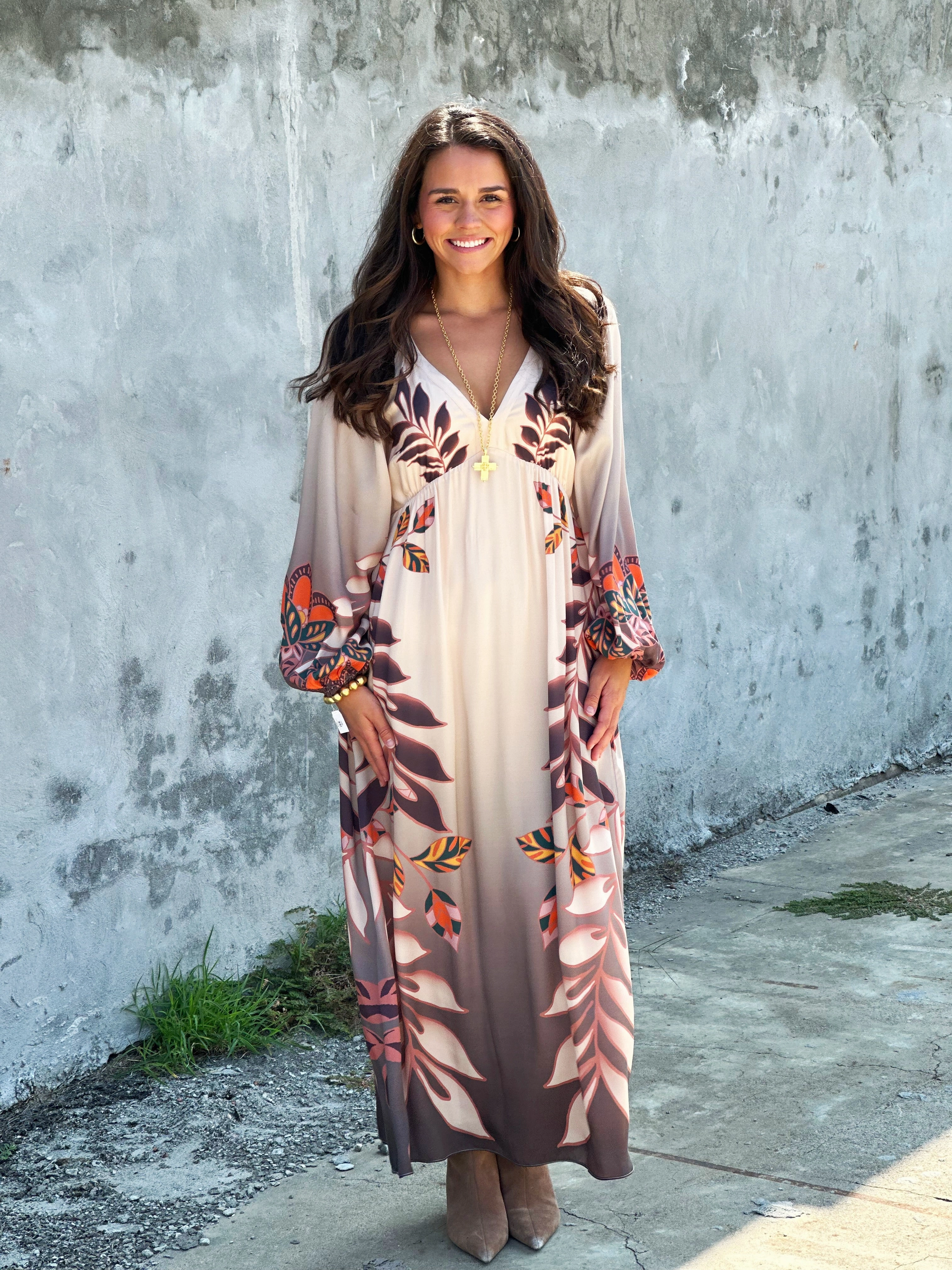 Mindy Dress in Copper Orchard Picture Perfect Elegant evening wear