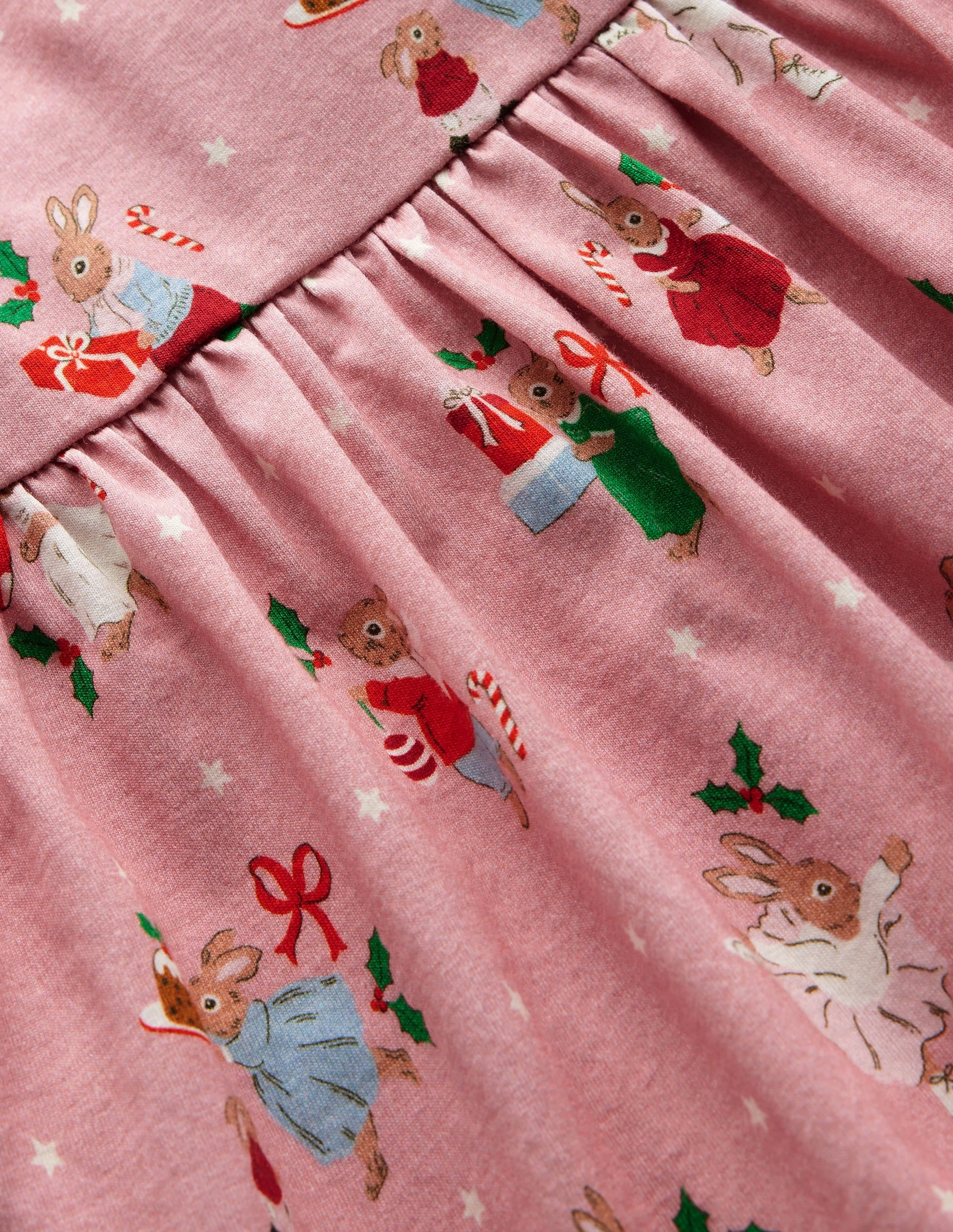Long-Sleeved Fun Jersey Dress-Vintage Pink Festive Bunny Travel-Pack Stylish party wear