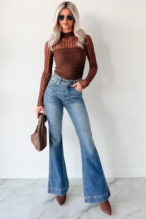 Flexible Waist Durable Construction Jensen High Rise Flare Judy Blue Jeans (Medium)