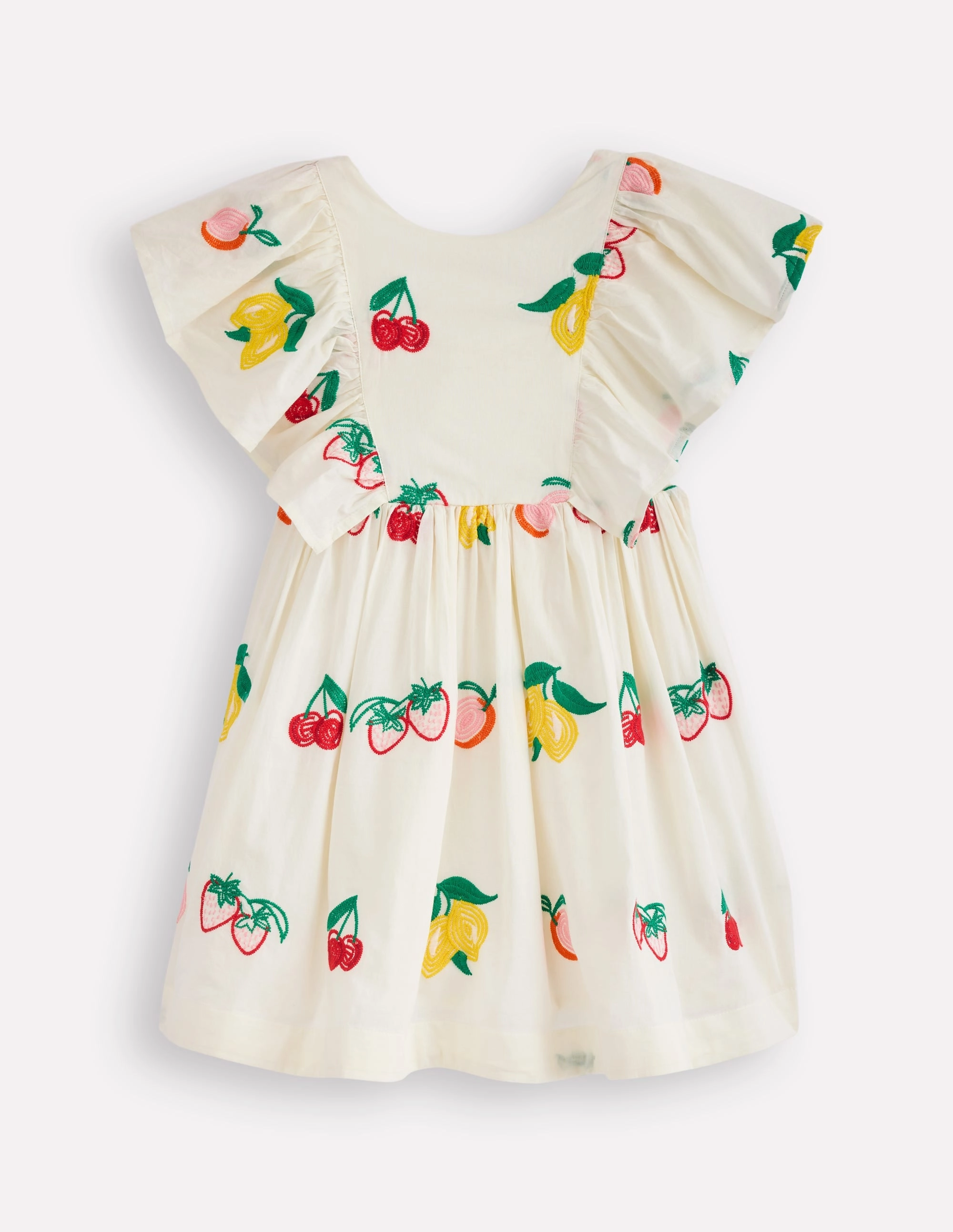 Fashion Essential Embroidered Woven Dress-Ivory Embroidered Fruit