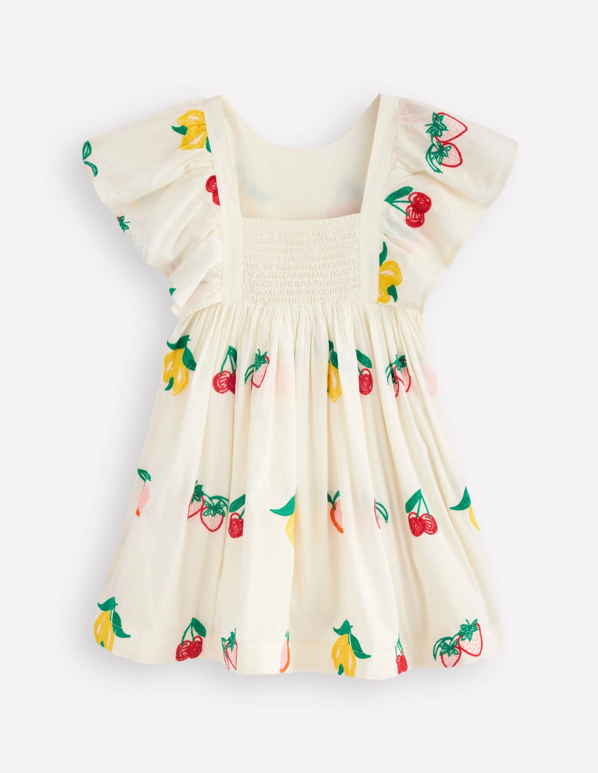 Sophisticated Elegance Embroidered Woven Dress-Ivory Embroidered Fruit