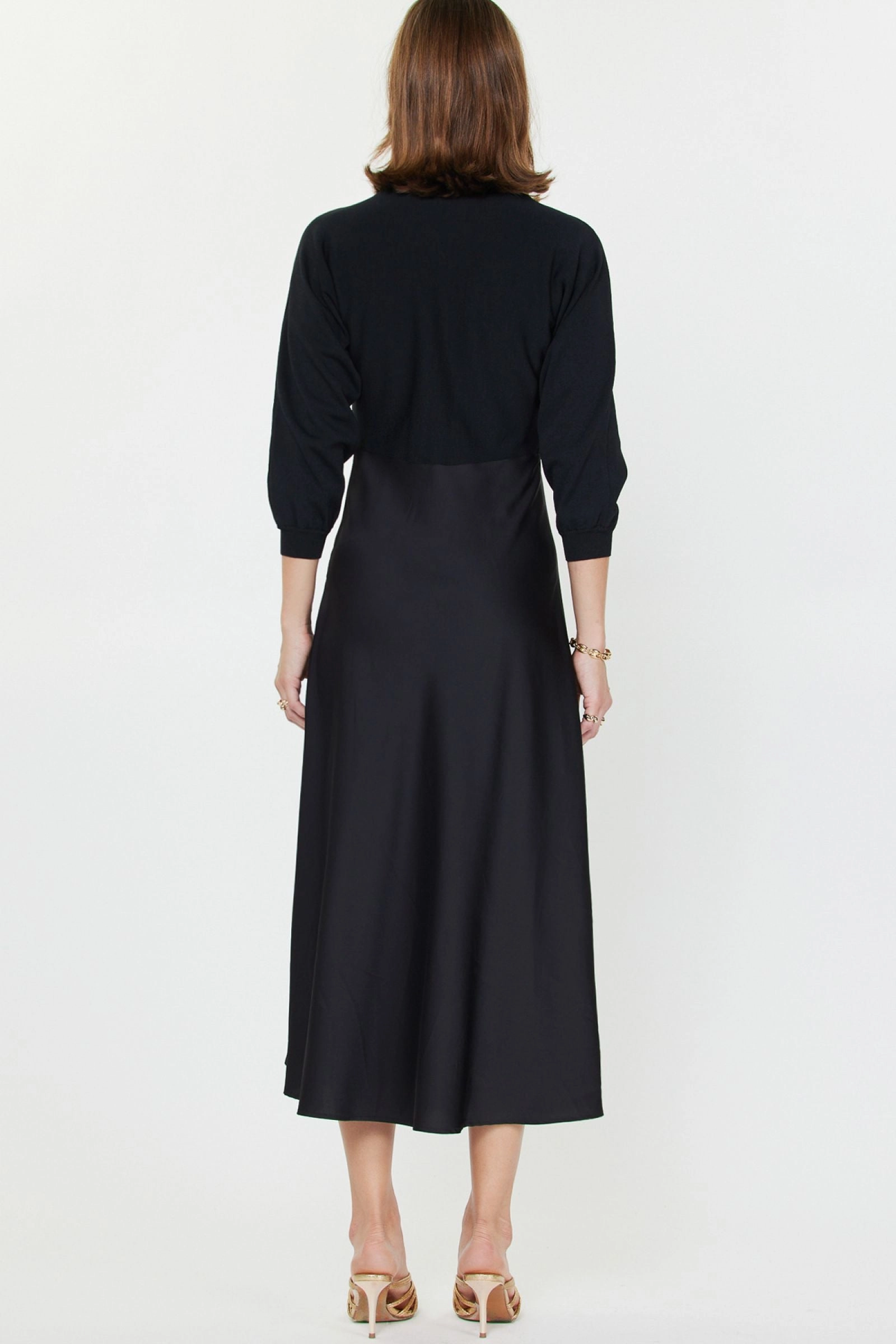 Sleek Motion Music-Concert MIXED MEDIA SWEATER DRESS