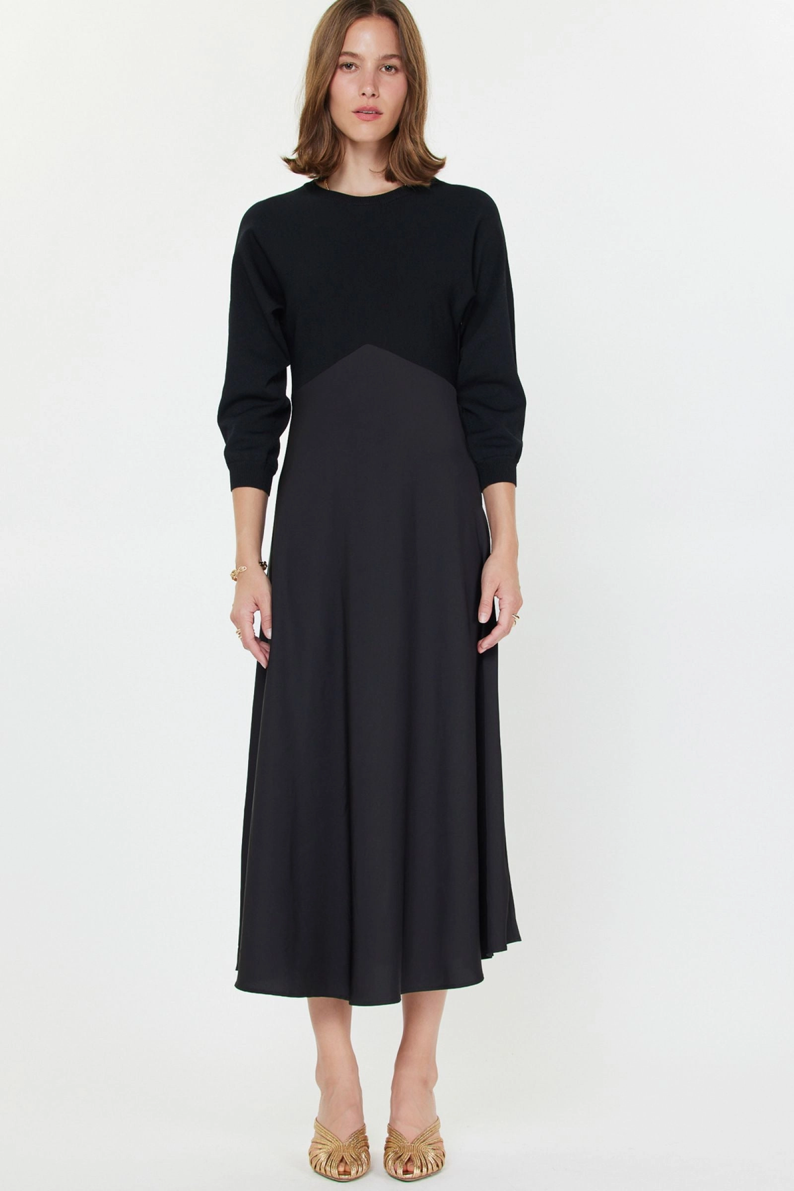 MIXED MEDIA SWEATER DRESS Natural Light Light Fall