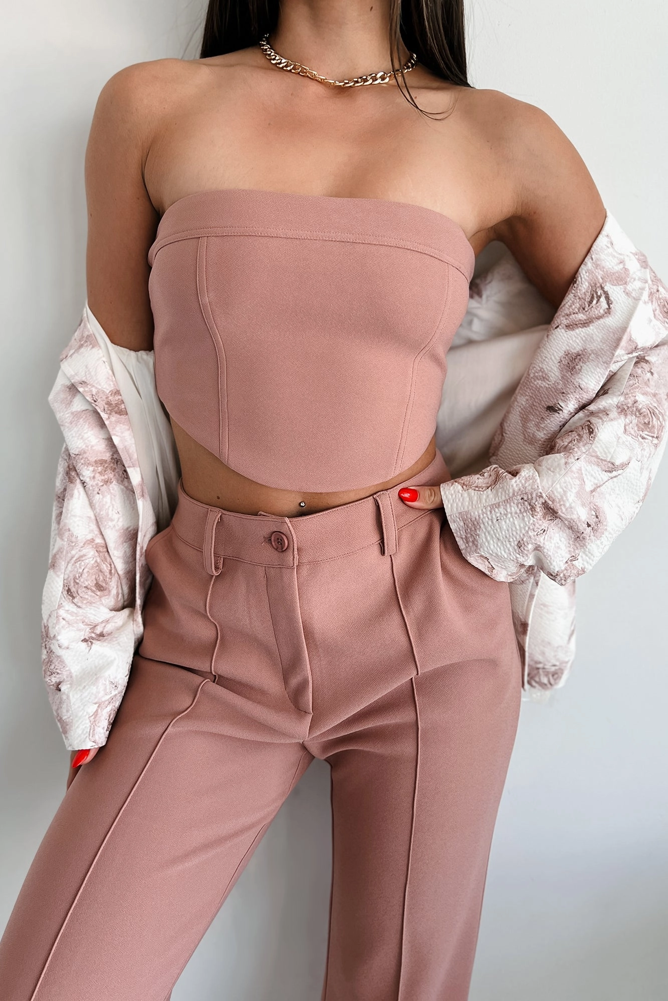 Boosted Confidence Back Lace-Up Tube Top (Terracotta) HiddenPockets Tight Cut