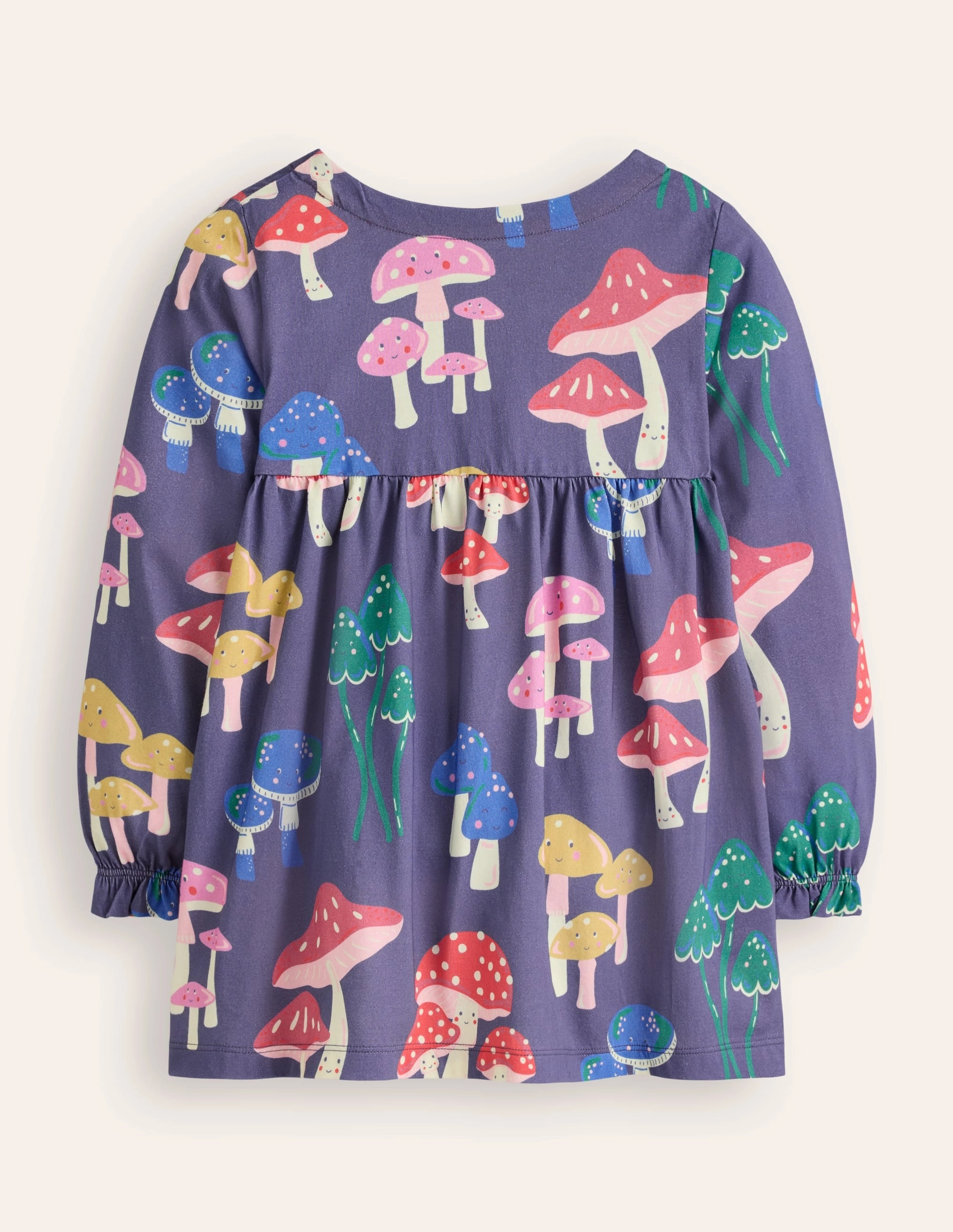 Breathable mesh Long Sleeve Printed Tunic-Starboard Blue Mushrooms