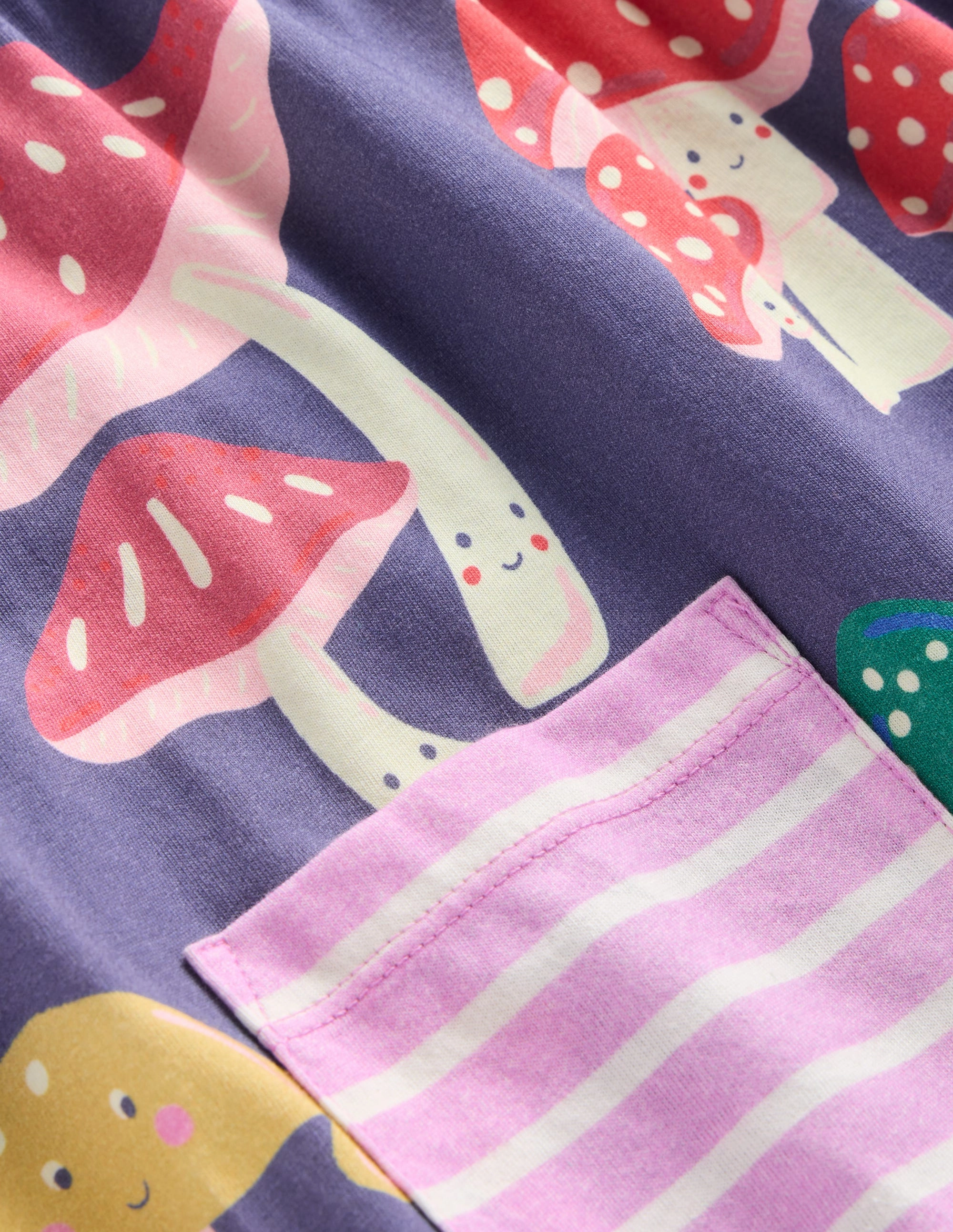 Long Sleeve Printed Tunic-Starboard Blue Mushrooms Sustainable Fabric Blend