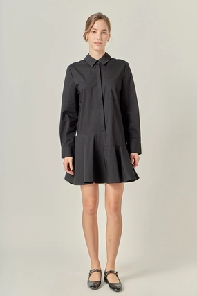 Classic Layer Stylish day dress COLLAR FLARE SKIRT DRESS