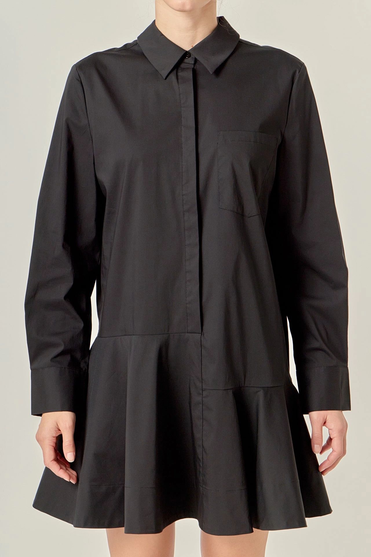 COLLAR FLARE SKIRT DRESS Versatile Design