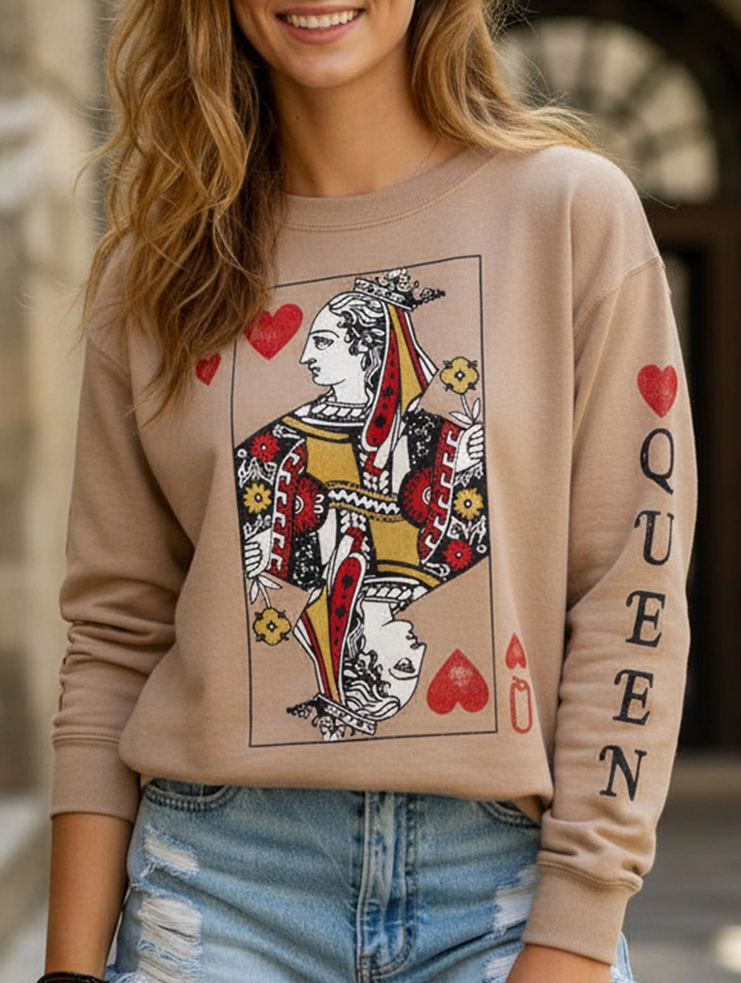 Casual printed loose long-sleeved sweatshirt WeightedHem