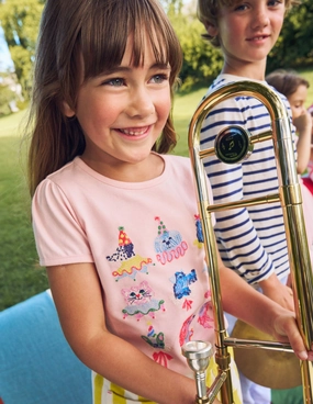 Temperature Regulating Textile Puff Sleeve Superstitch Top-Chalk Pink Circus Pets