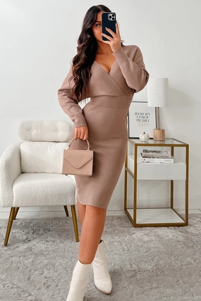 Said My Piece Sweater Knit Midi Dress (Mocha) Layer Base