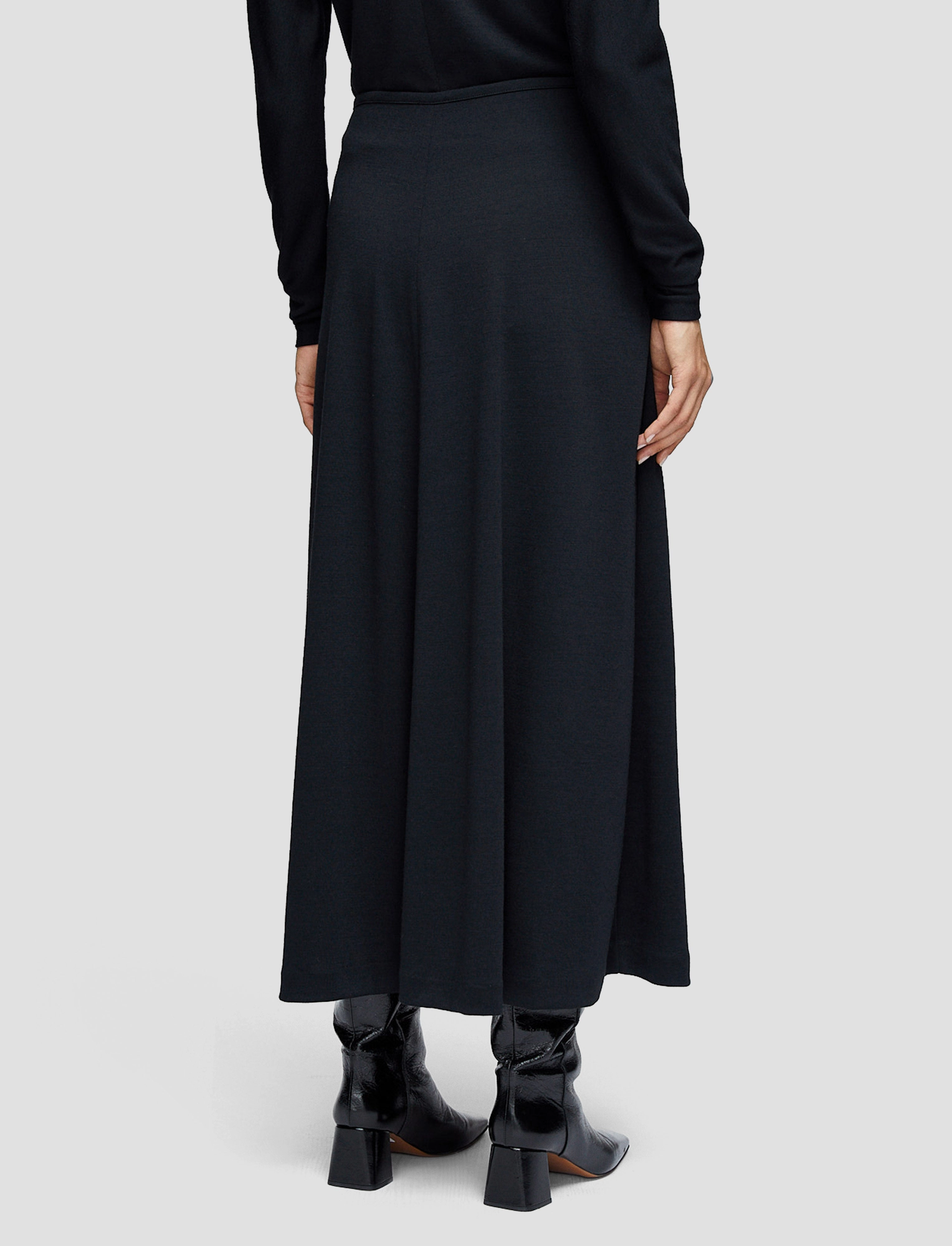 Wool Jersey Maxi Skirt Cuffed hem