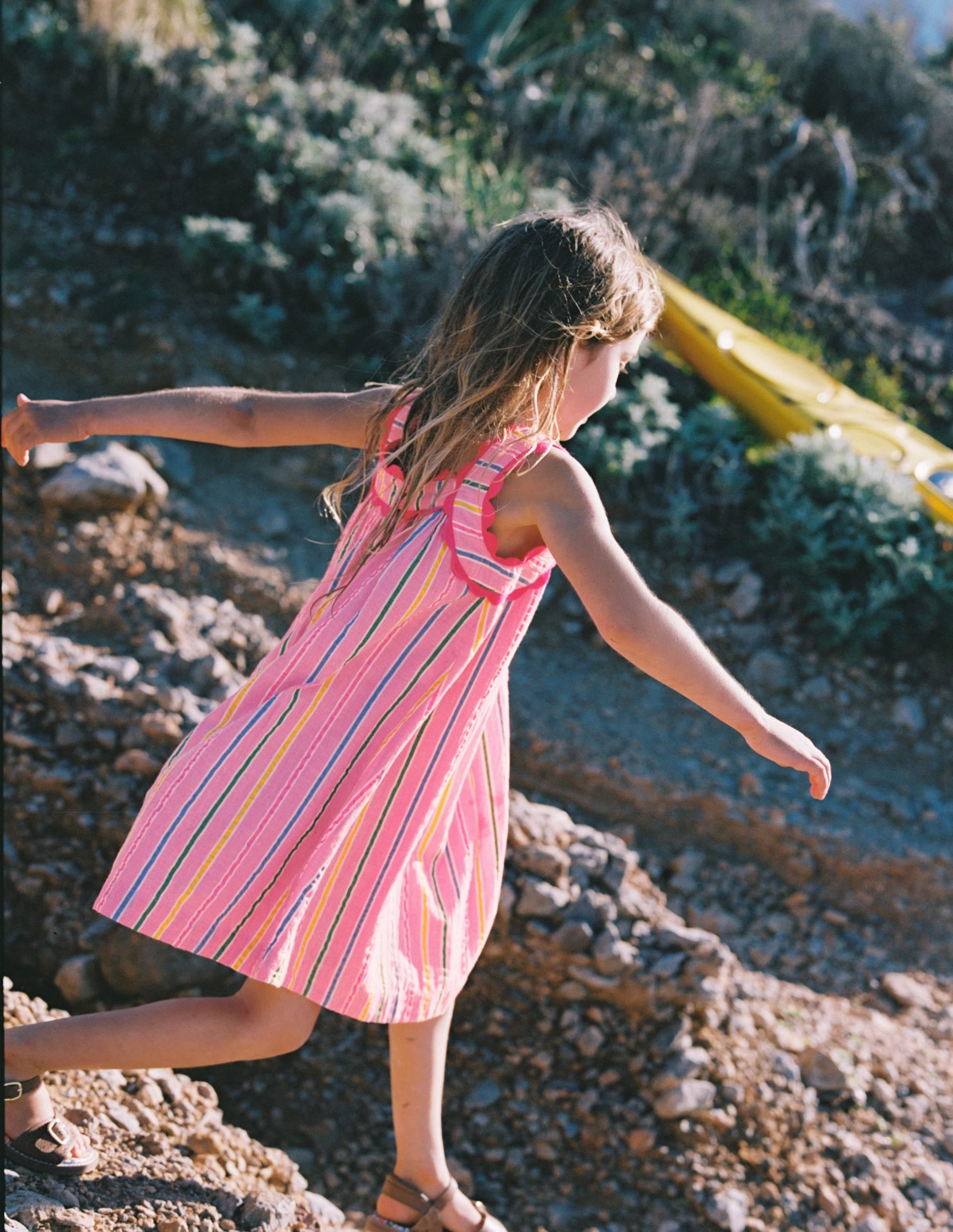 Maribel Strappy Swing Sundress-Pink Multi Stripe Soft-touch daywear All Day Look