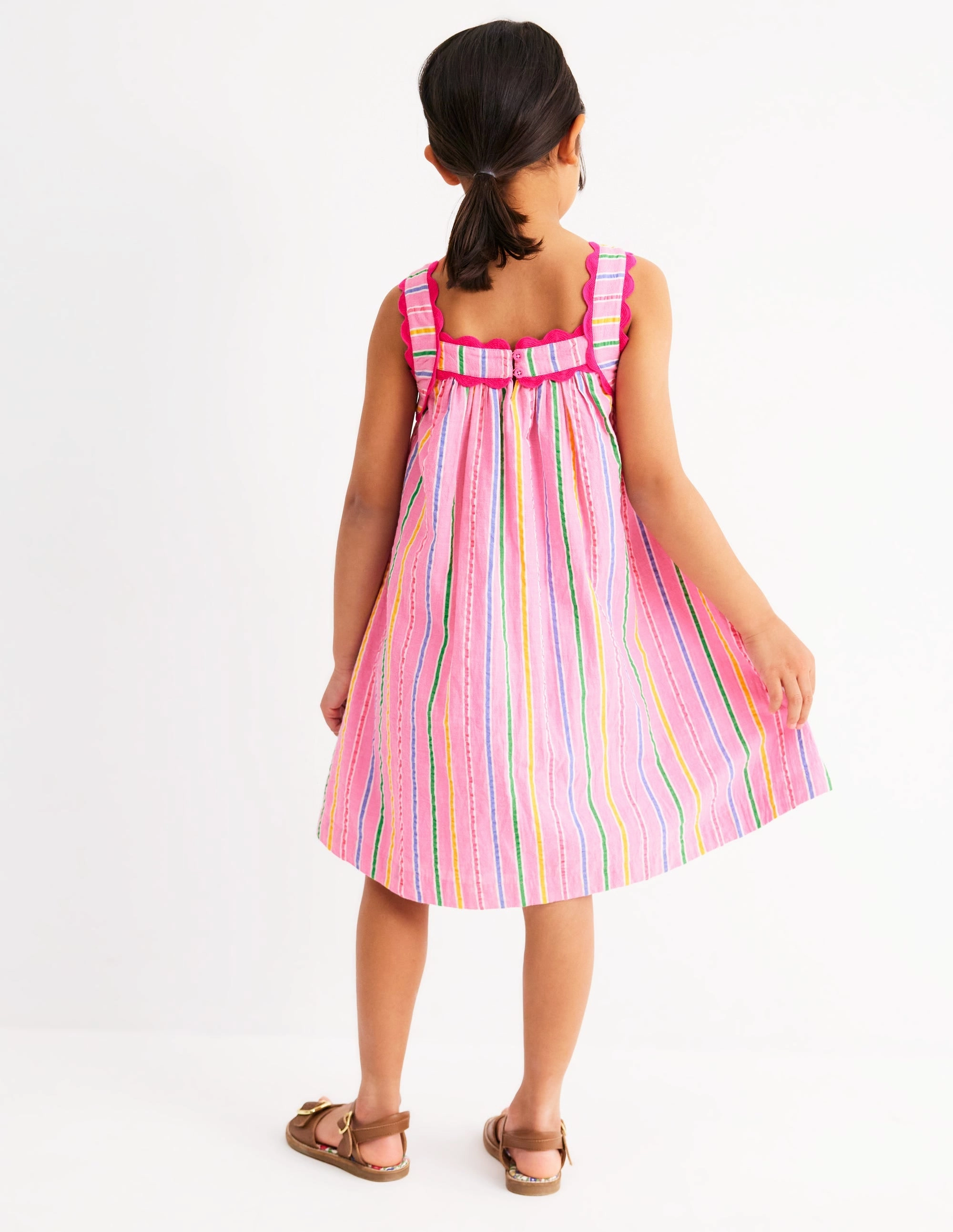 Maribel Strappy Swing Sundress-Pink Multi Stripe Timeless Trend Pure Elegance