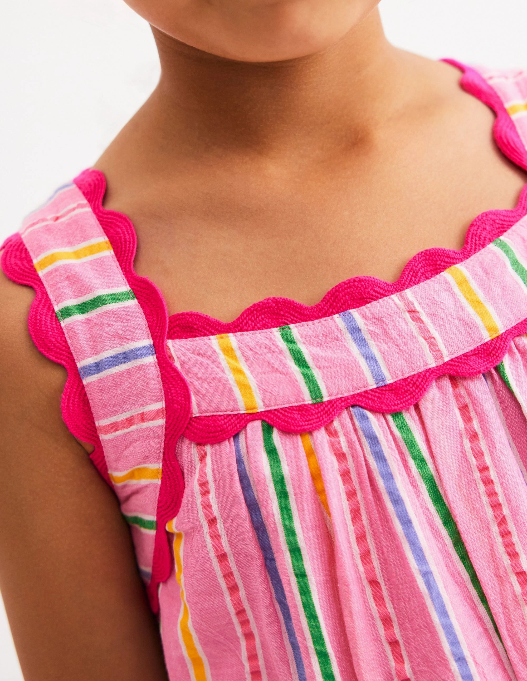 Maribel Strappy Swing Sundress-Pink Multi Stripe hypoallergenic tailored look