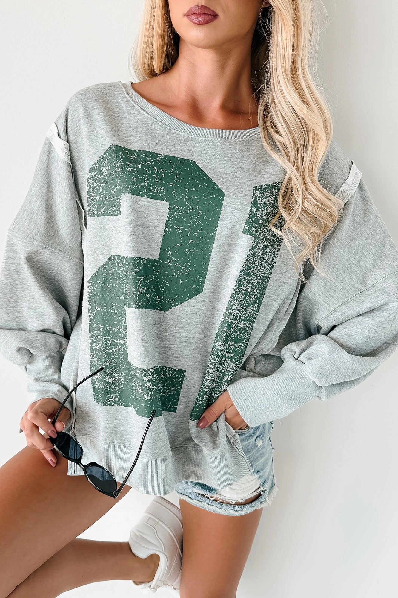 Friday Lights Graphic Long Sleeve Pullover (Grey) UltraSoftLining