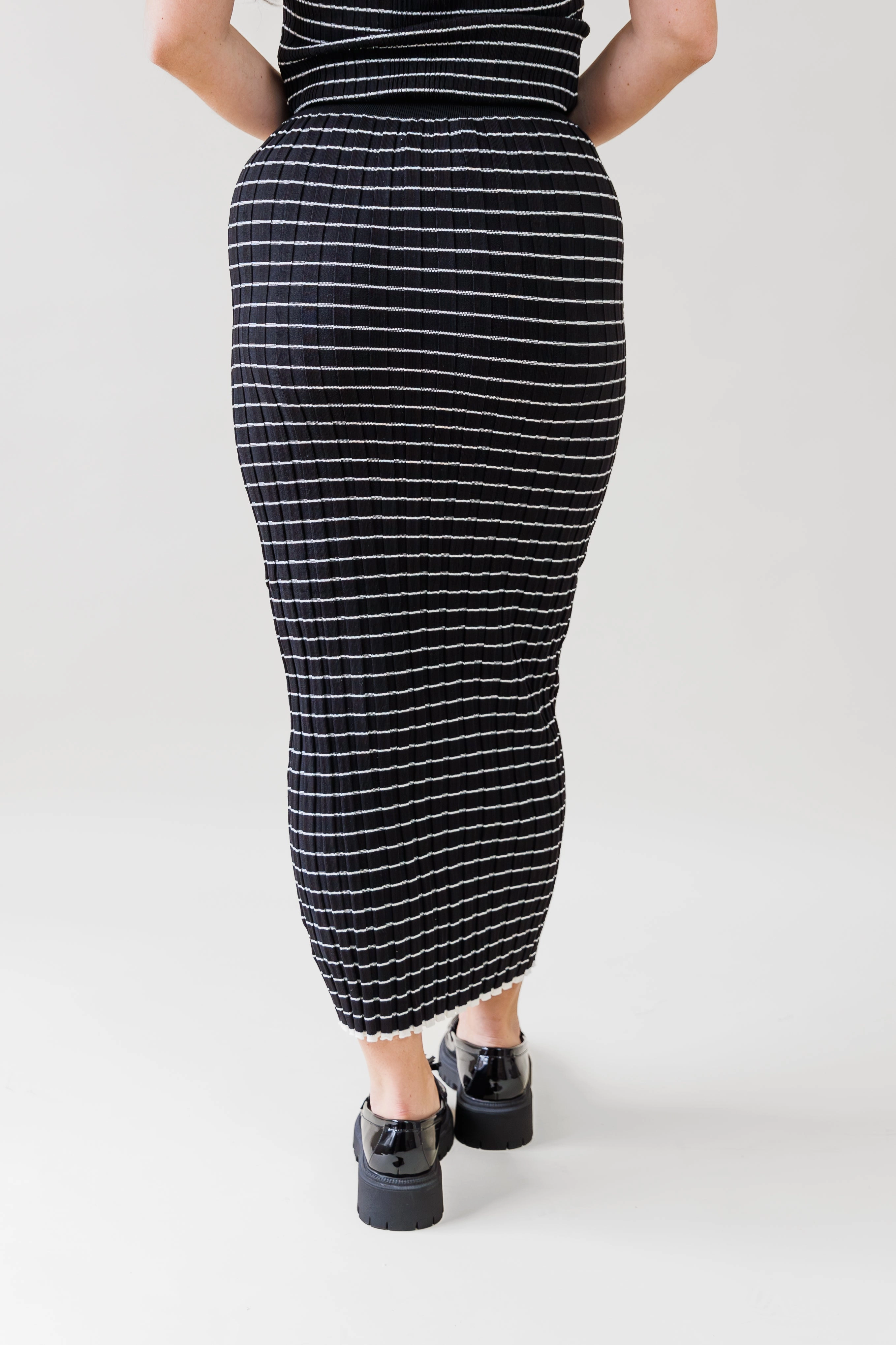 NOVA STRIPED SKIRT Minimalist Waist Snag Resistant Fabric