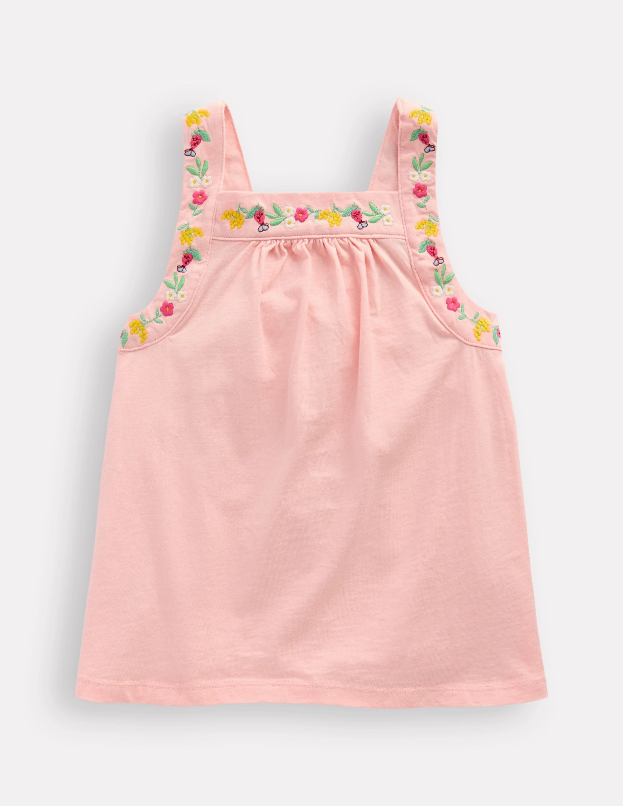 Breathable Lining ElasticTrimming Embroidered Sleeveless Top-Chalk Pink