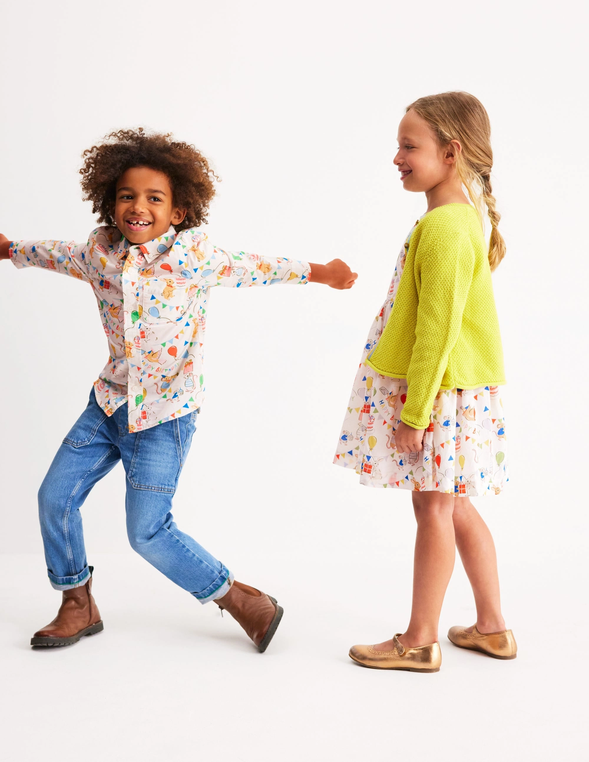 Buttonless Closure FlexibleRibbing Cotton Shirt-Birthday Print