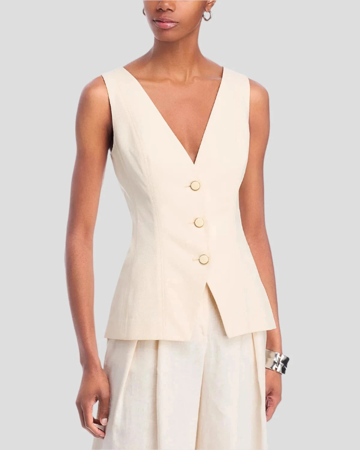 NonIrritating Seams Breathable Knit Fabric Avalina Vest Ecru