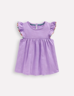 Formal Tank Frill Sleeve Pom Top-Parma Violet Purple