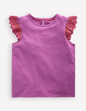 Margaret Broderie Frill Tee-Orchid Purple UltraSoft Lining