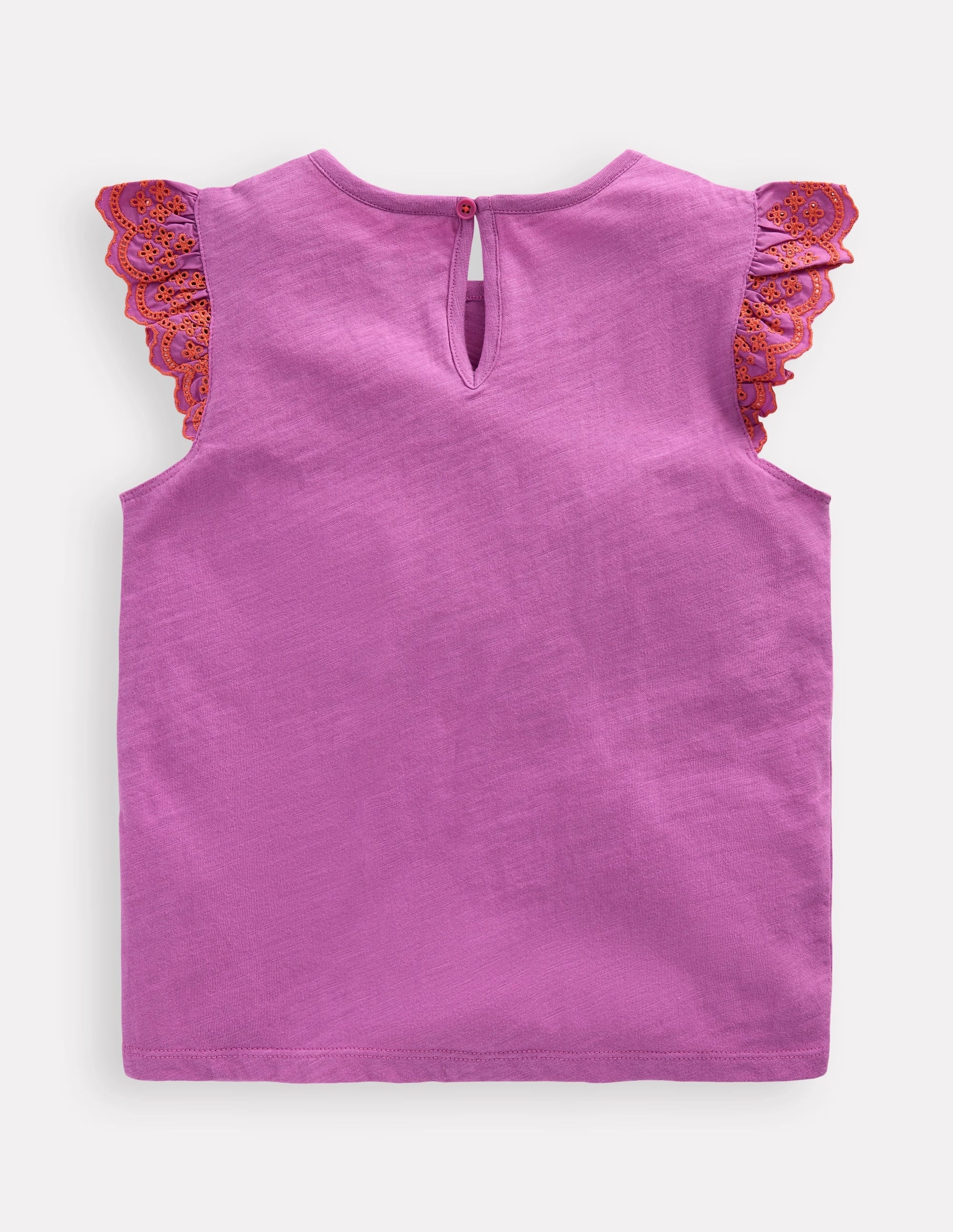 Margaret Broderie Frill Tee-Orchid Purple Durable Double Stitching Easy Wear