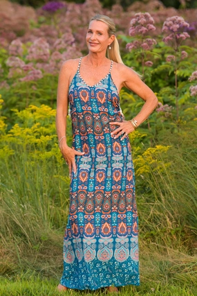 Day To Night Mozambique Dress / Orange Teal