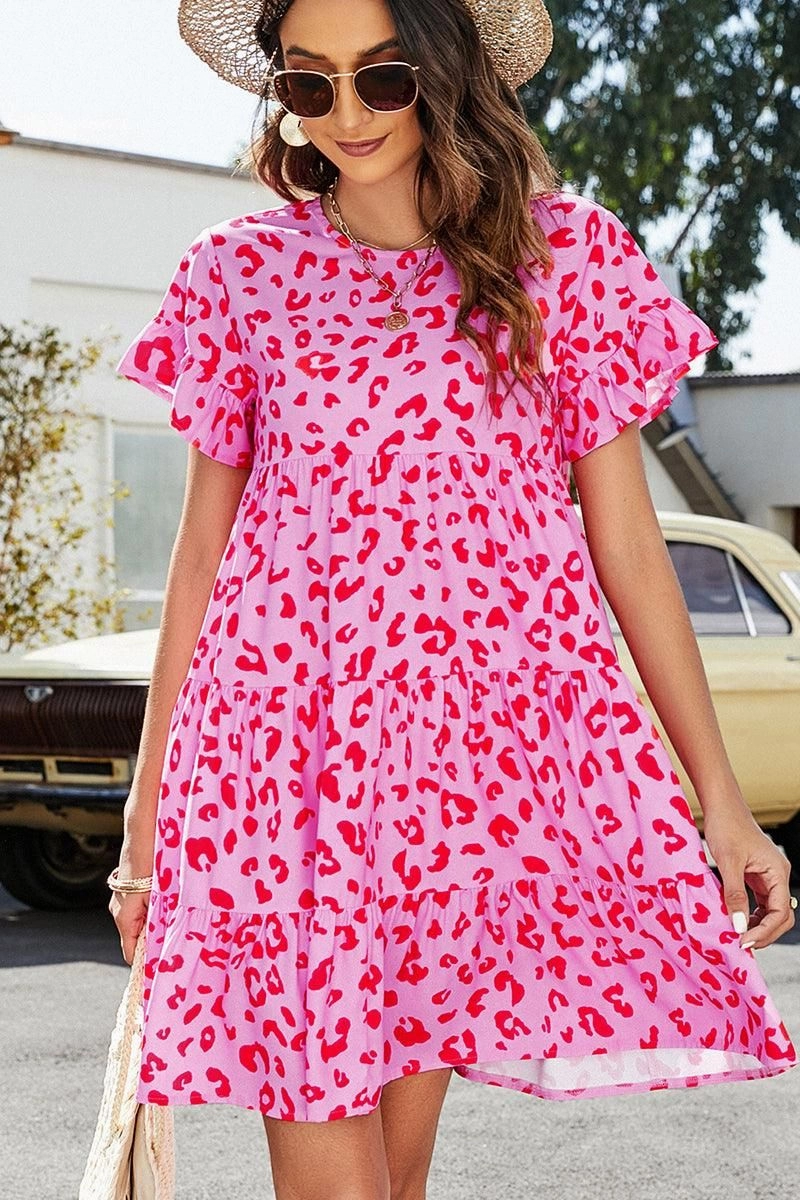 MULTI PATTERNED RUFFLE SLEEVE MIDI DRESS Summer Wardrobe